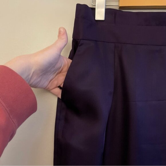 Vintage Jacob 100% Silk Deep Purple Lined Pencil Skirt w Pleated Waist Detail - Picture 5 of 15